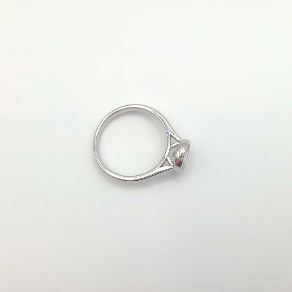 Bezel Set Solitaire CZ Ring | Minimalist Silver Dainty Stackable Ring Size 7 - Picture 6 of 14